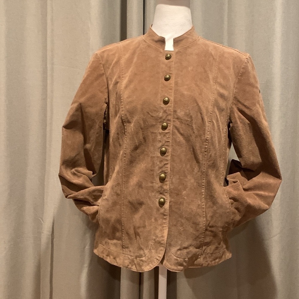 A.M.I Light Brown 100% Leather Jacket Size Large - Picture 6 of 16